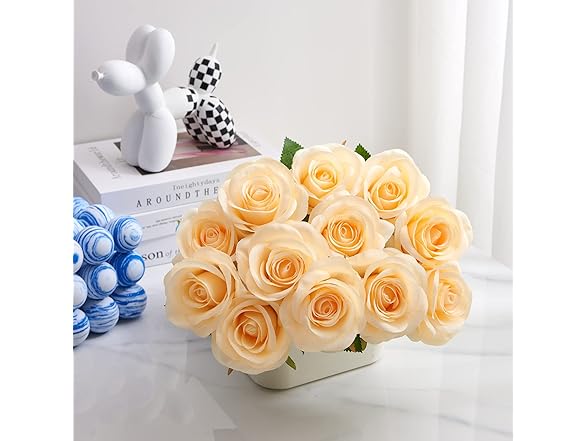 Helera 12pcs Champagne Roses Artificial