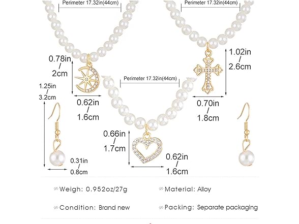 Dreuyet Faux Pearl Earring and Necklace