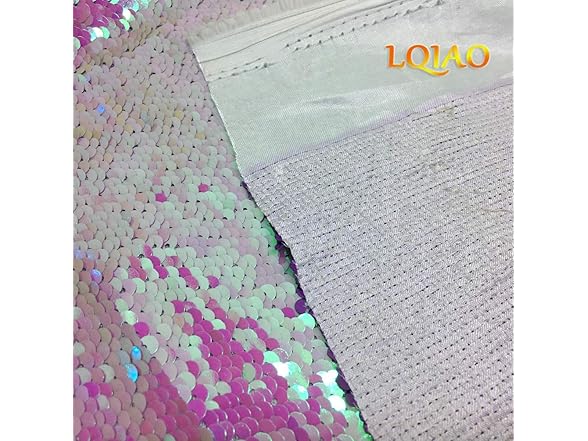 Iridescent White Lavender Reversible Sequin Fabric
