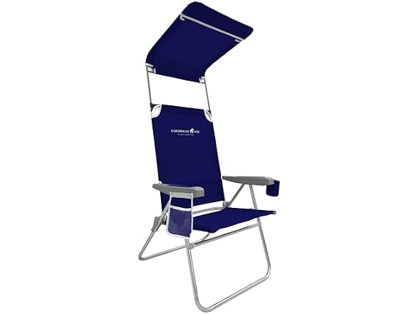 Caribbean Joe Folding Beach Chair, High Back, Navy