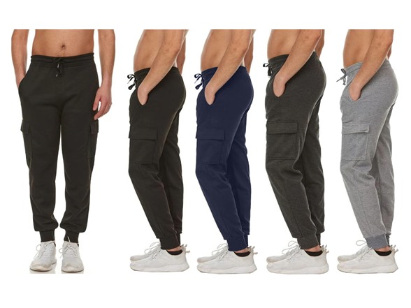 3Pk Mens Fleece-Lined Cargo Joggers