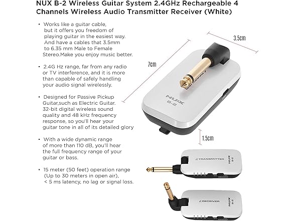 NUX B- 2 WH Guitar/Bass Wireless System