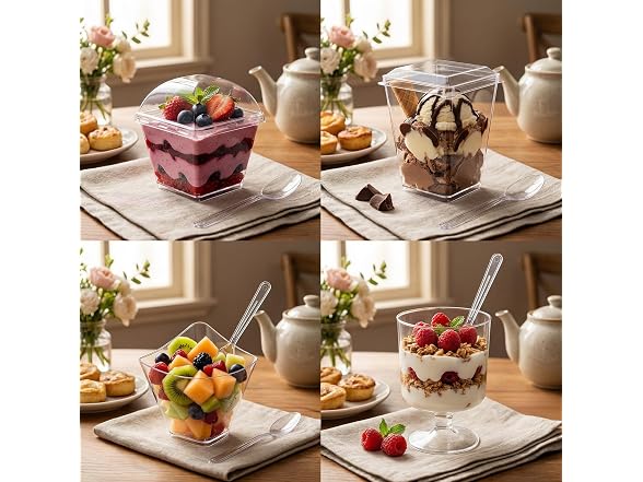 WELLIFE Dessert Cups W/ Lids and Spoons