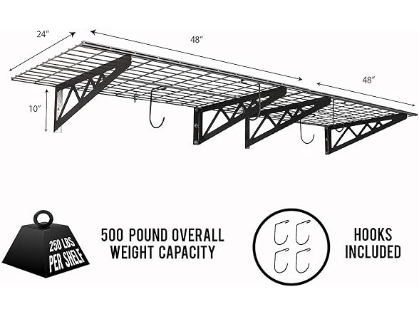 SafeRacks Steel Garage Wall Shelves 2-Pk 24"x48" Open Box