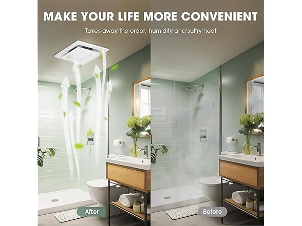 FASDUNT 9.8" Panel Bathroom Exhaust Fan with Light