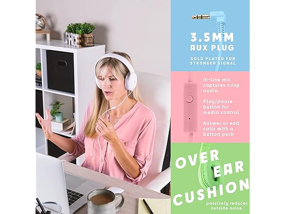 (5 PACK) Sonitum Kids 3.5mm Wired Headphones