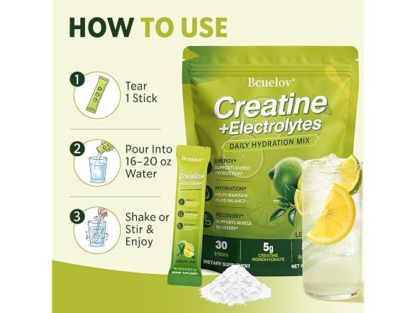 Bcuelov Creatine + Electrolytes Powder