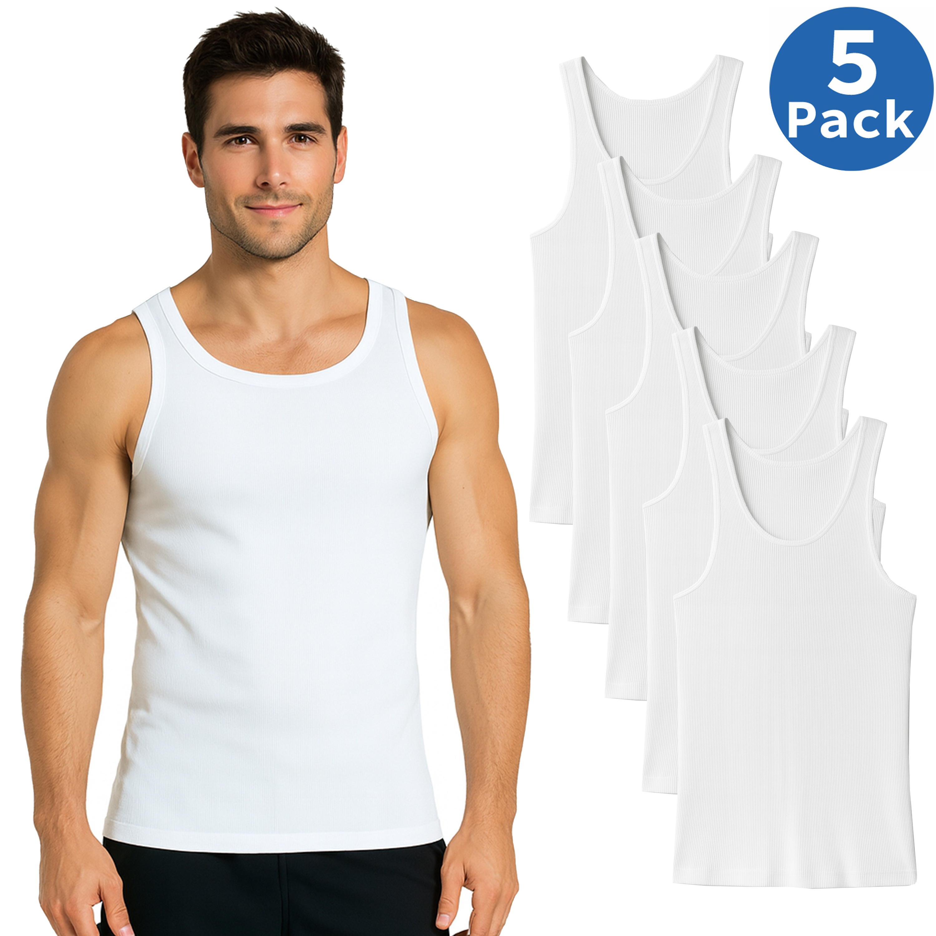 Mens Ribbed Classic Tank Tops (S-2XL) - Gallery 20