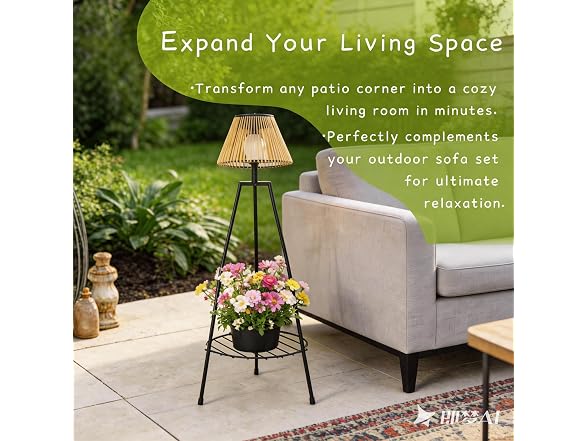 DJGIFI Solar Floor Lamp Plant Shelf
