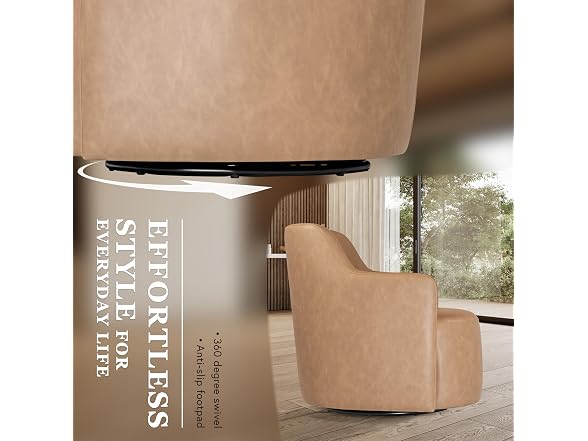 HomePop Barrel Swivel Chair, Sand - Gallery 7