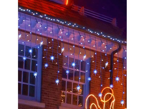 Twinkle Star Iciclelights with Star, Outdoor Cur