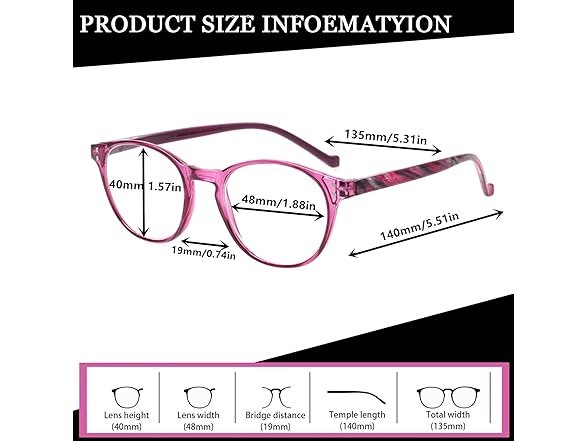 10 Pairs Round Reading Glasses