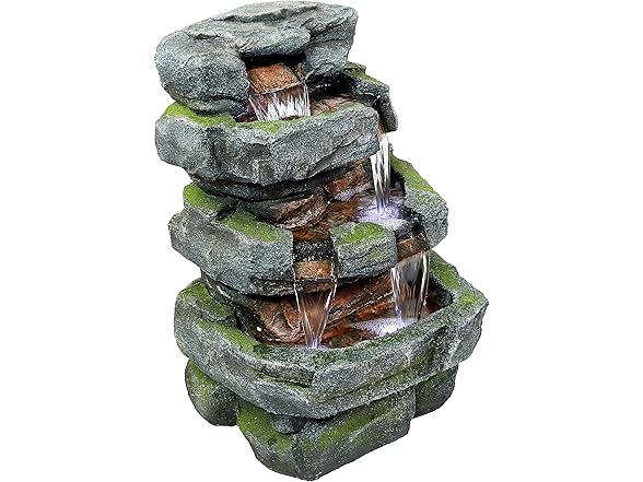 Sunnydaze 23-Inch Stone Waterfall Outdoor Tiered Fountain