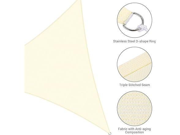 Yescom 1 Pack 20'x20'x20' Triangle Sun Shade Sail Off White