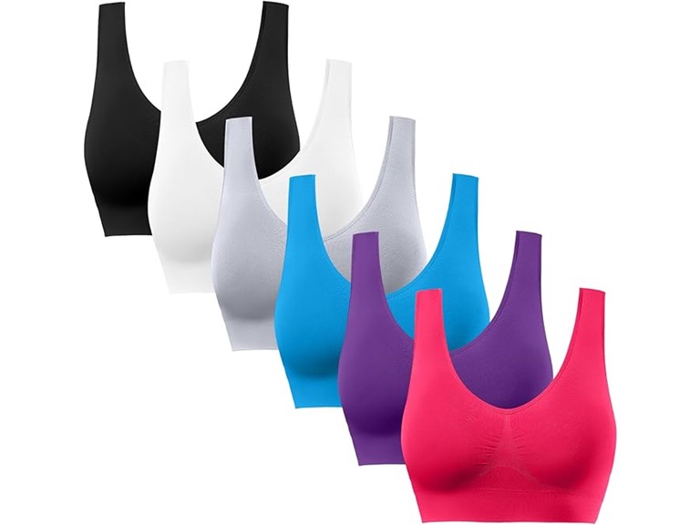 6 Pack Sports Bras With Removable Pads