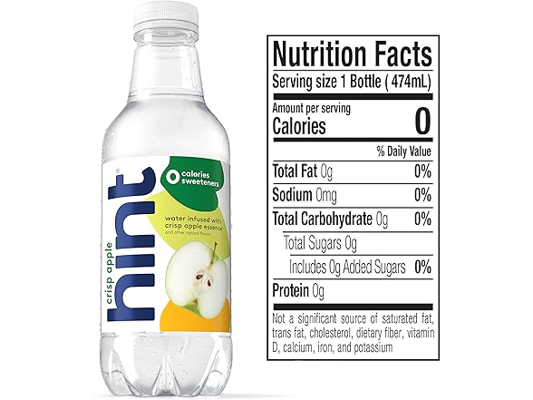 1CT Hint Bottled Water, Crisp Apple - Purified Water