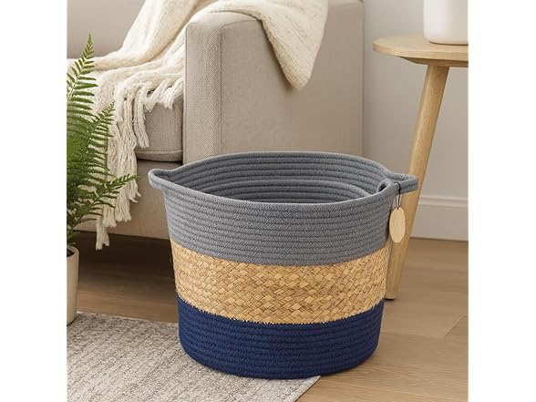 J&V TEXTILES Cotton Rope Basket 3Pc Set