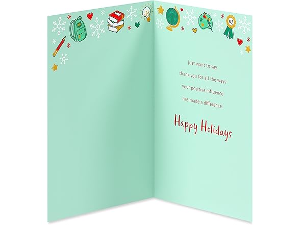 American Greetings Christmas Thank You Card for Teacher