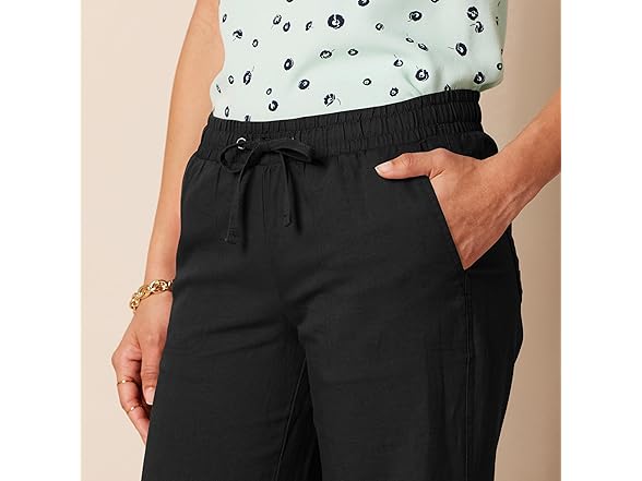 AE Womens Linen Blend Drawstring Wide Leg Pant