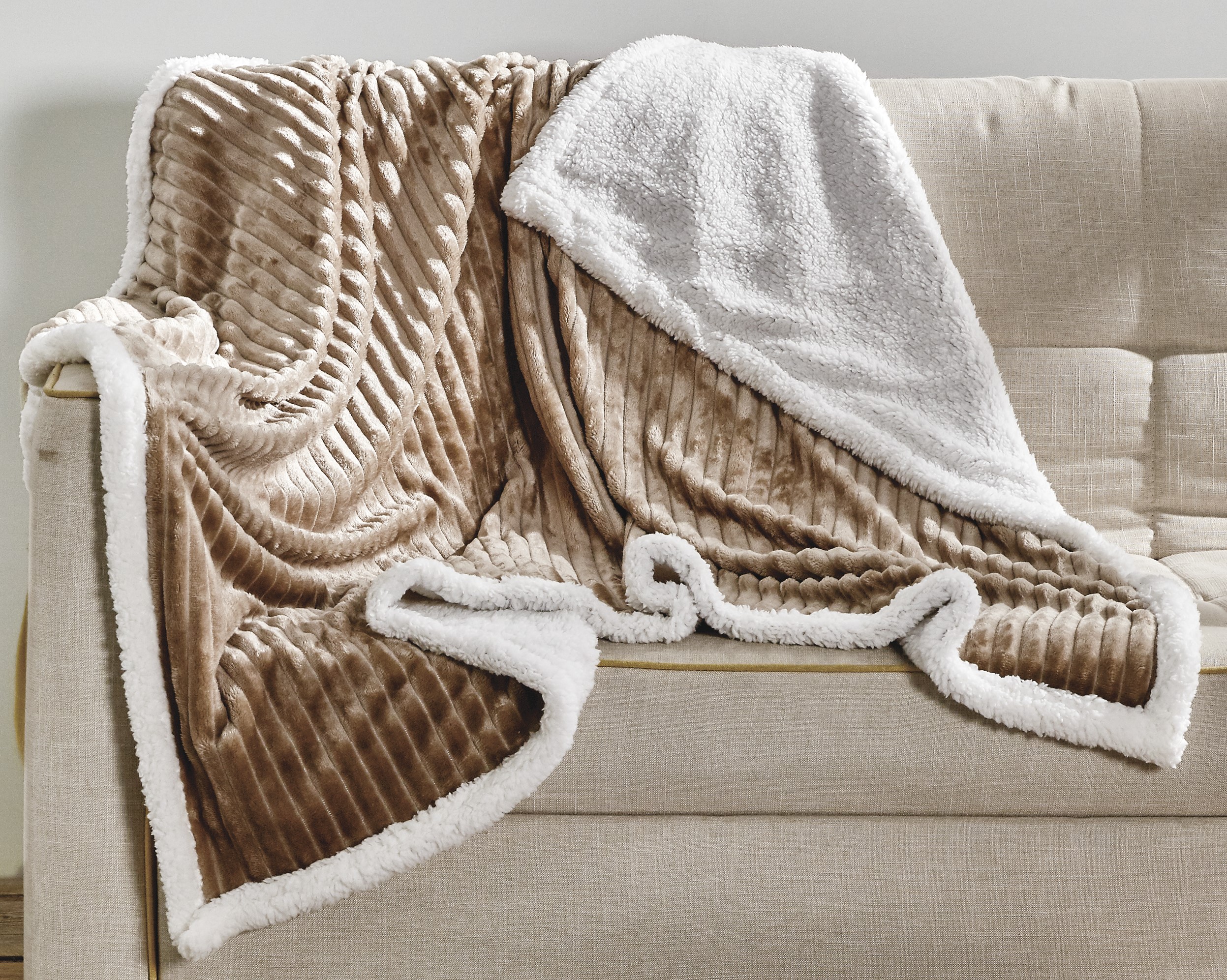 Noble House 2k Corduroy Sherpa Throw/Blankets - Gallery 7