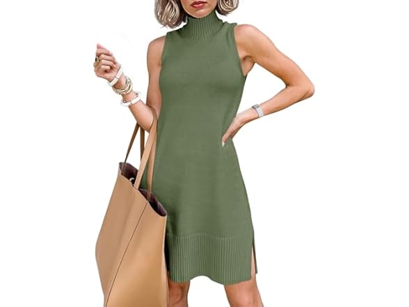 Sleeveless Turtleneck Sweater Dress