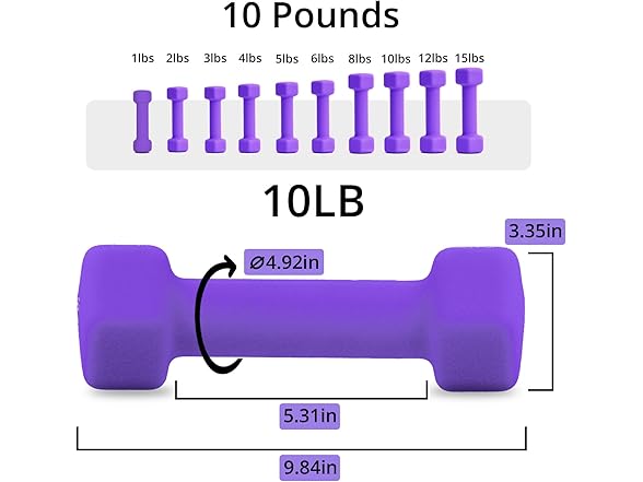 Portzon Weights Dumbbells 10LB, Pair