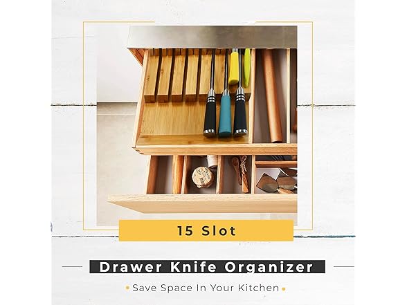 15 Knife Bamboo Drawer Organizer