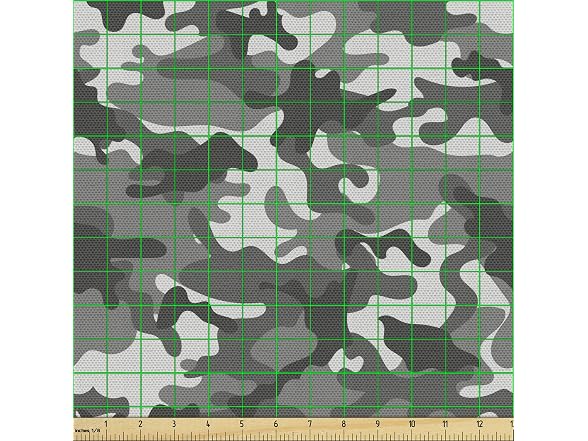 Ambesonne Camouflage Fabric by The Yard, Grey