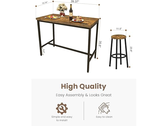 Recaceik 39" 3 Piece Pub Dining Set