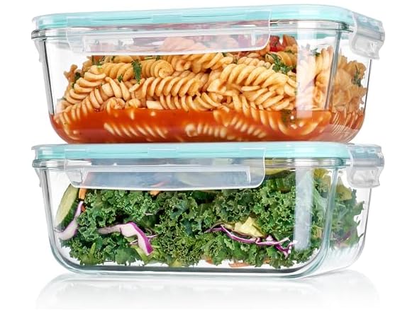 Vtopmart Green 2 Pack 63oz Glass Containers W/ Lids
