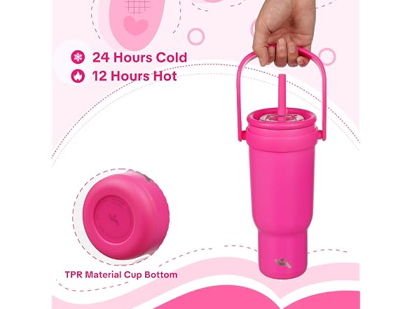 Konokyo 40 oz Tumbler with Handle and Straw, Insulated Travel Mug