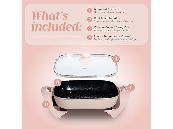 COOK WITH COLOR Electric Skillet , Blush