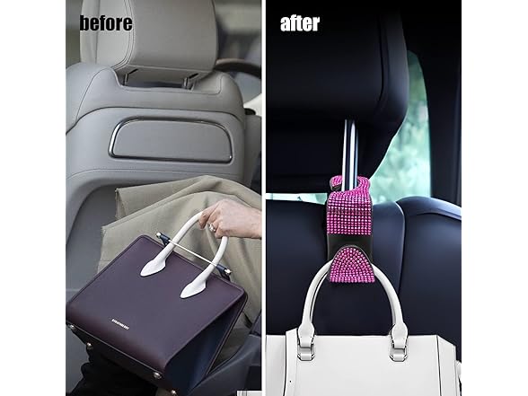Car Seat Hooks 4Pcs Bling Rhinestone