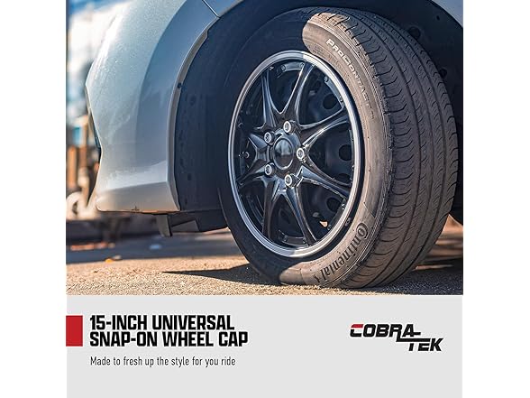 Cobra-Tek CBK-HP099-15-KC 4PC Hubcaps JDM Black w/Silver