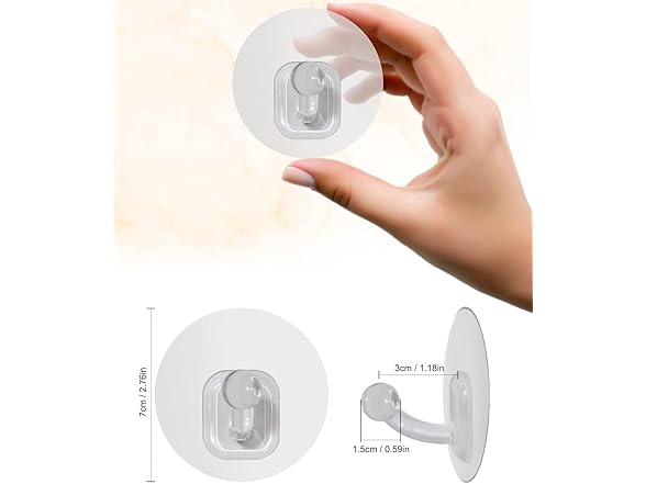 Uten Adhesive Hooks for Hanging 10 Pack, Clear