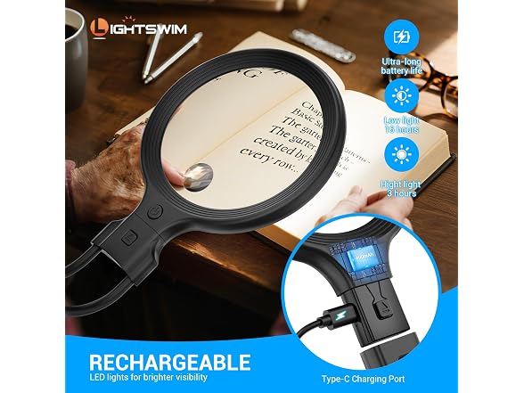 Lightswim Neck Wear Magnifying Glass with Light