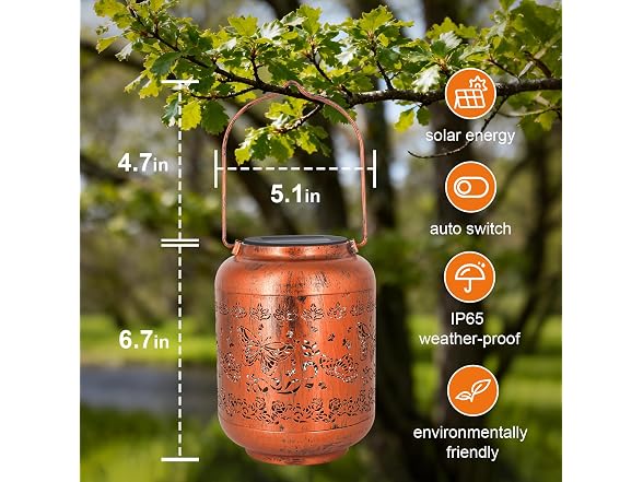 Butterfly Solar Lanterns Outdoor Waterproof Copper Metal