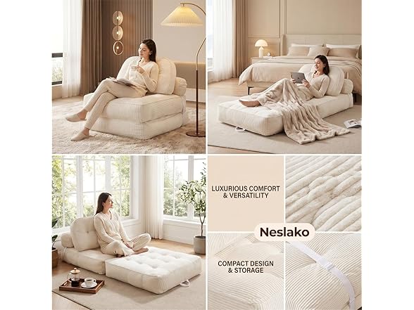 NESLAKO White Folding Sofa Bed