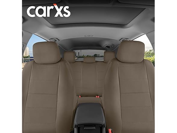 9pc Beige Leather Seat Cover Full Set