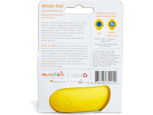 Munchkin® White Hot® Safety Bath Ducky Toy, Yellow