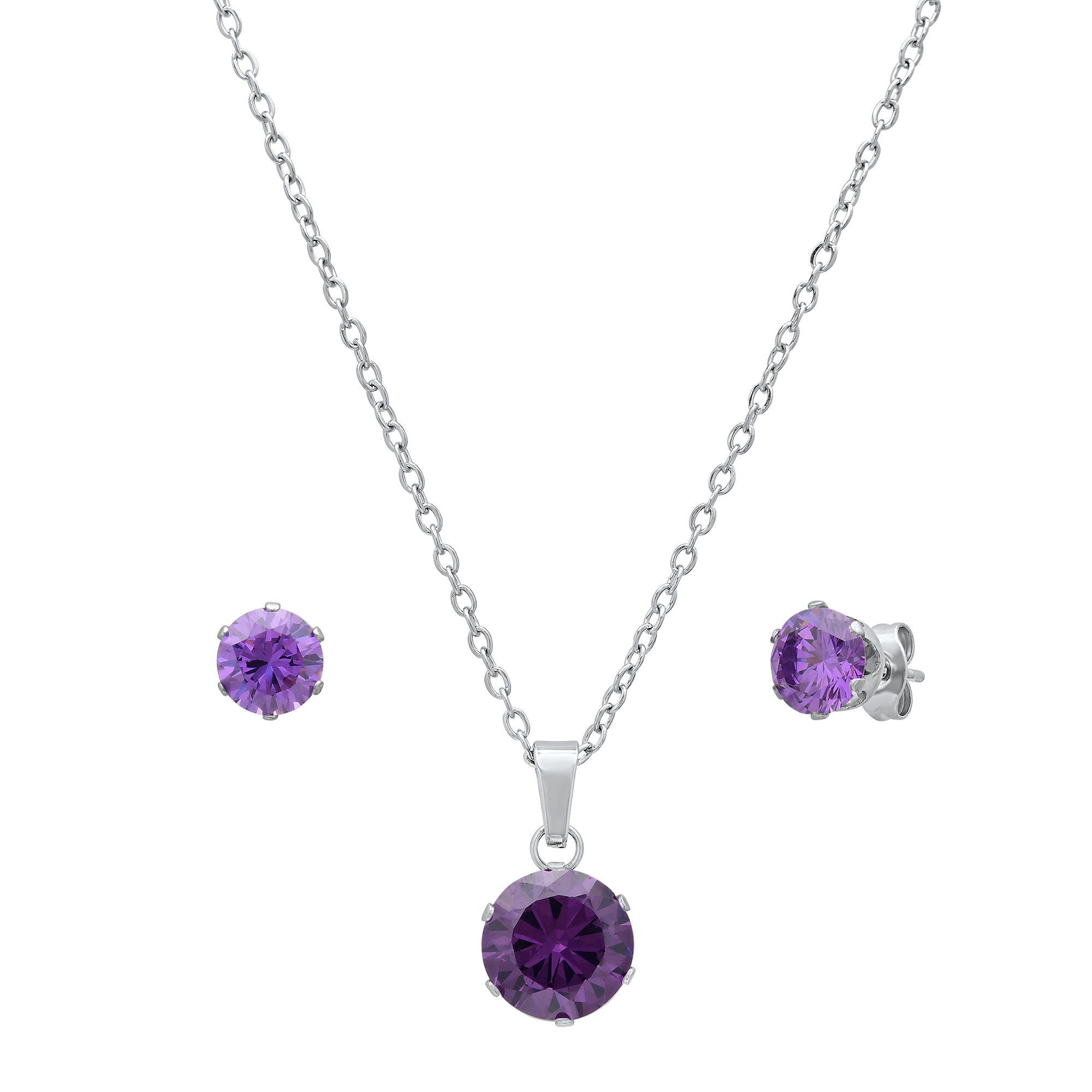 Purple Stone Necklace & Earring Set - Gallery 4