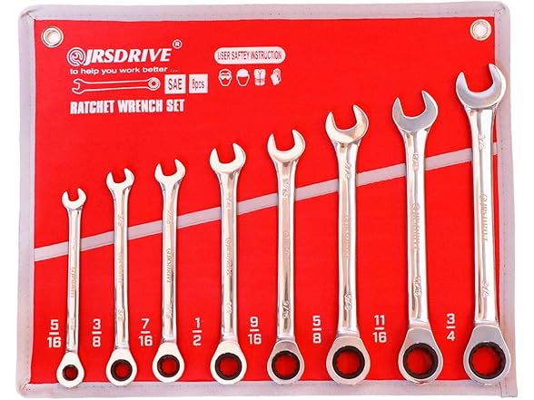 JRSDRIVE E-2257-08S 8pc Ratcheting Wrench Set