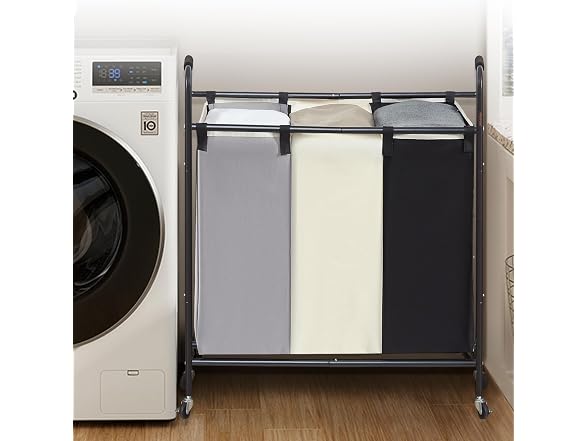 3-Section Laundry Basket, Heavy Duty Laundry