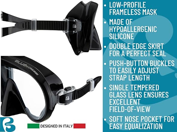 Cressi Musa Frameless Dive Mask, Blue Navy