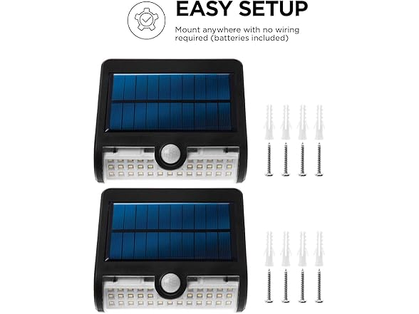 Home Zone Security 2PK Solar Sensor Wall Light