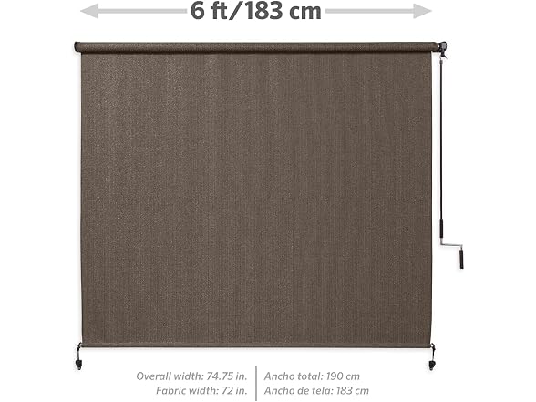 Coolaroo Outdoor Roller Shade with Wand - 90% UV