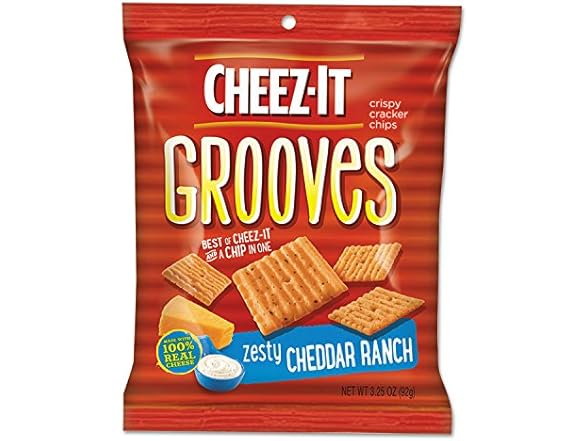 Cheez-it Grooves Crackers, Zesty Ranch, 3.25 oz. Bag