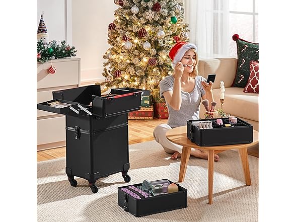 Yaheetech 4 in 1 Professional Makeup Train Case