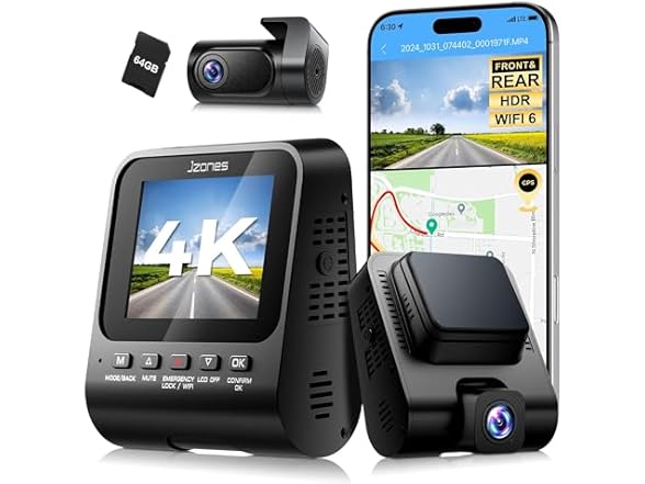Jzones Dash Cam Front and Rear