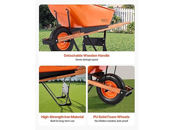 VEVOR Wheelbarrow Cart, 6 Cu. Ft.